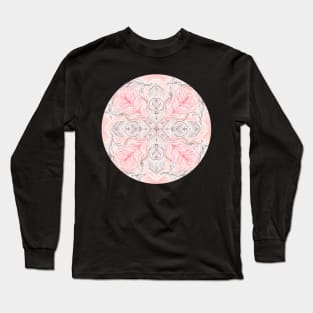 Peaches and Cream Doodle Tile Pattern Long Sleeve T-Shirt